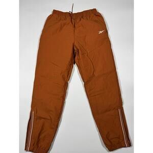 Vintage Reebok Track Pants Mens M Brown Zip Ankle Lined Athletic Joggers